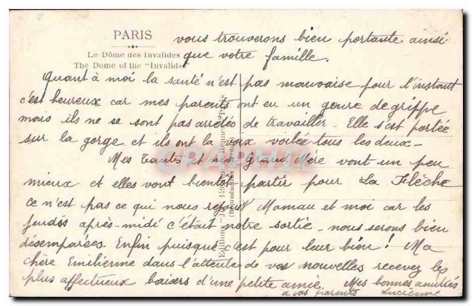 Paris - 7 - Le dome des Invalides - CPA  — Rückseite