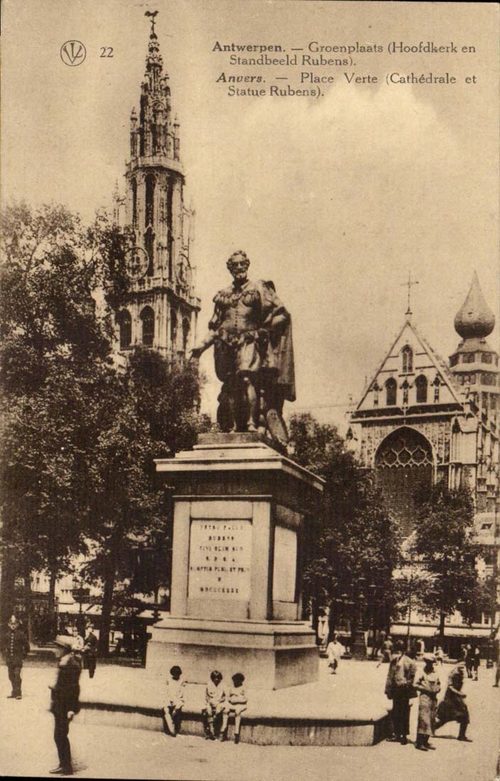 Antwerpen — Groenplaats (Hoofdkerk en Standbeeld Rubens) — VV 22