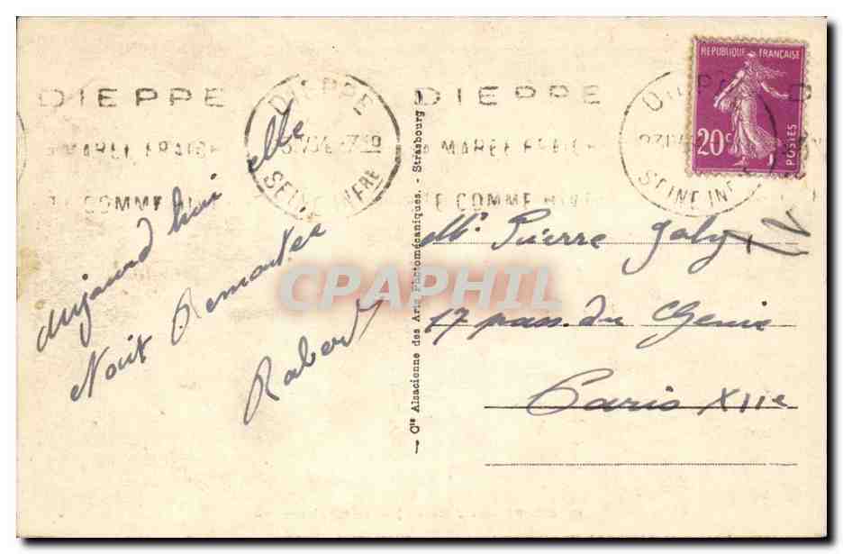 Dieppe - La Jetee un jour de tempete - CPA  — Rückseite