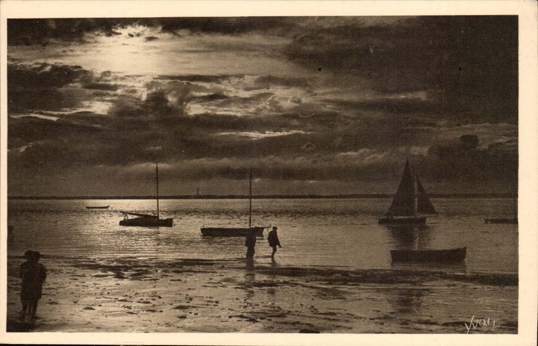 Coucher de Soleil sur la Plage de Moulleau — Côte d'Argent, Arcachon — Éditions d'Art Yvory, tirage spécial de l'Entraide Unioniste