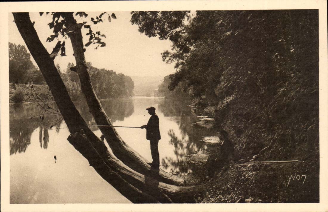 Fishing along the banks of the Dordogne — The Limousin region — Éditions d'Art Yvon, Paris