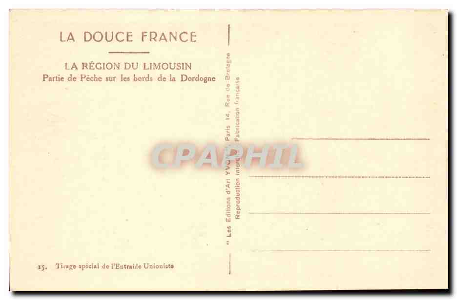 Fishing along the banks of the Dordogne — The Limousin region — Éditions d'Art Yvon, Paris — Back