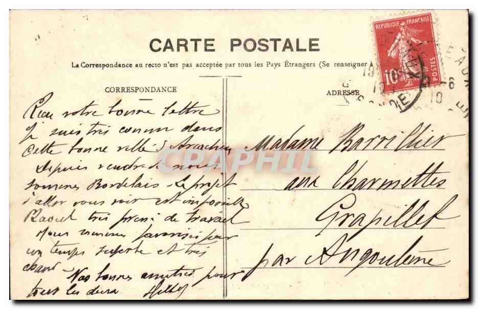 CPA Bordeaux Vue generale prise de la tour St Michel — Verso