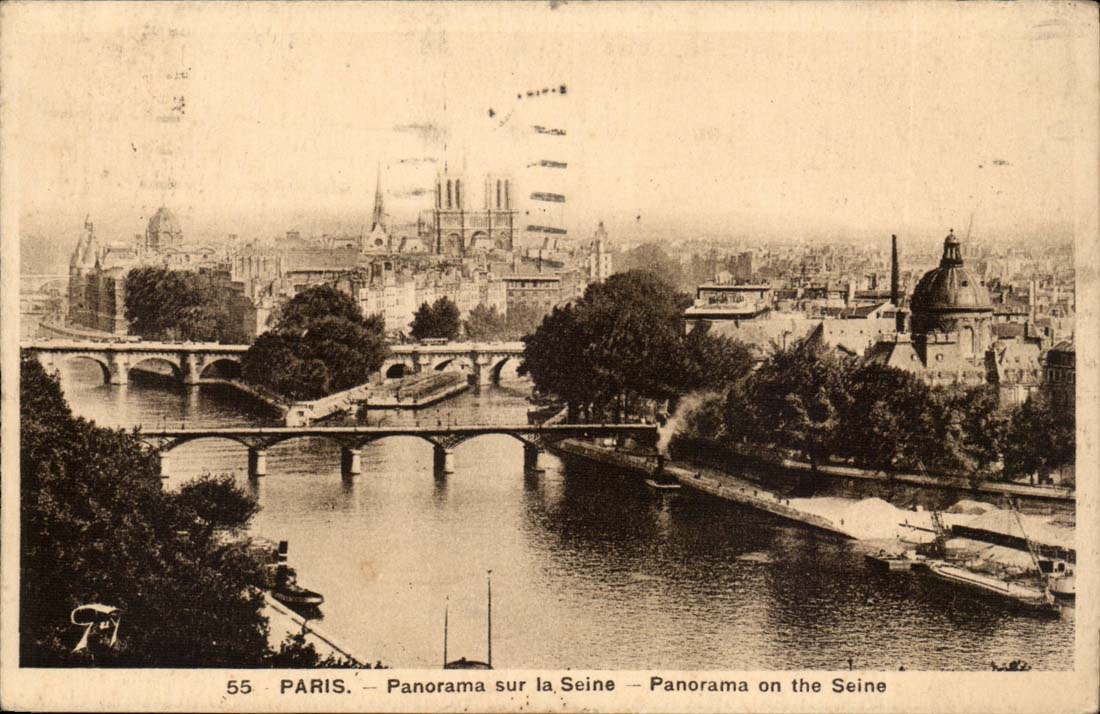 CPA paris Panorama sur la Seine 