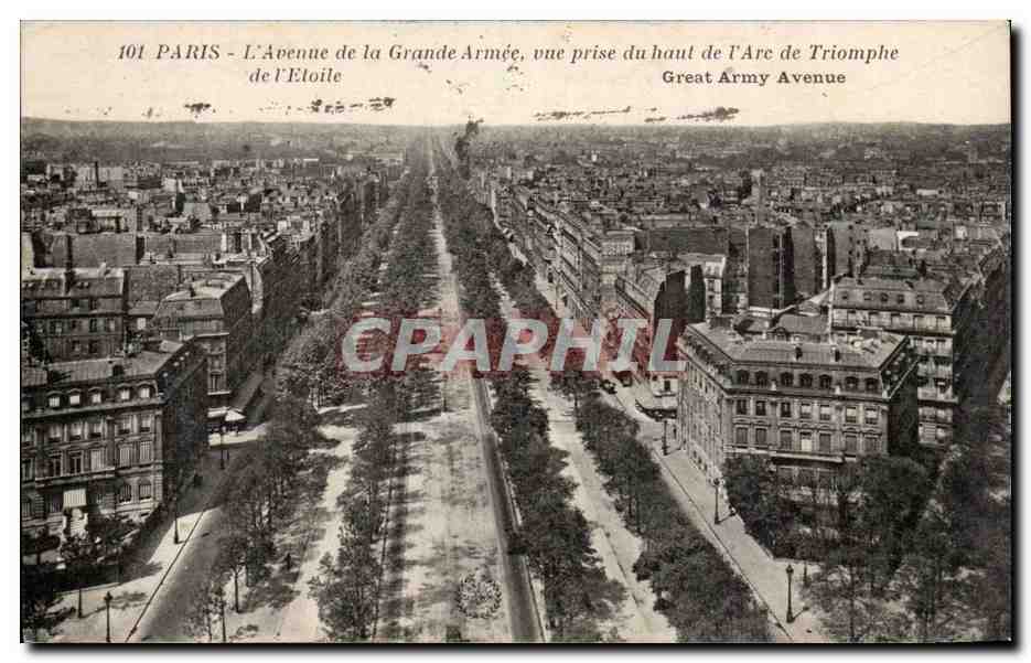 Paris 8 - L'Avenue de la Grande Armee vue prise du haut de l'Arc de Triomphe - CPA 