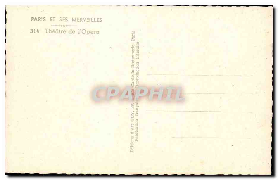 Paris 8 - L' Opera - CPA  — Verso