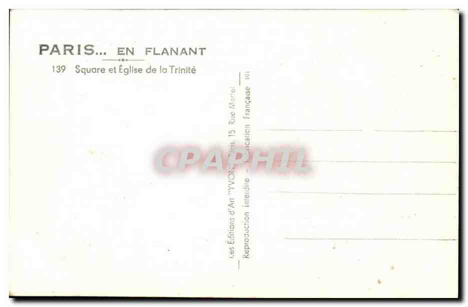 Paris - Square et Eglise de la Trinite - CPA  — Rückseite
