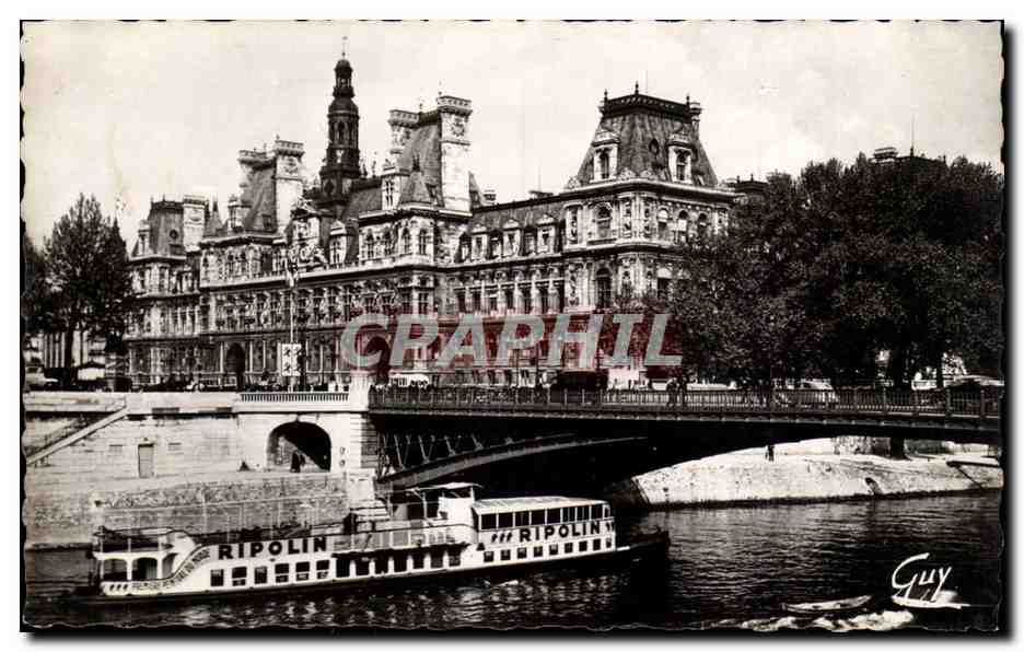 Paris - L'hotel de Ville et le pont d'Arcole - CPA 