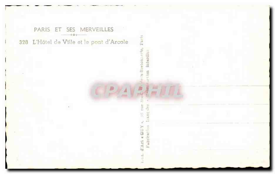 Paris - L'hotel de Ville et le pont d'Arcole - CPA  — Rückseite