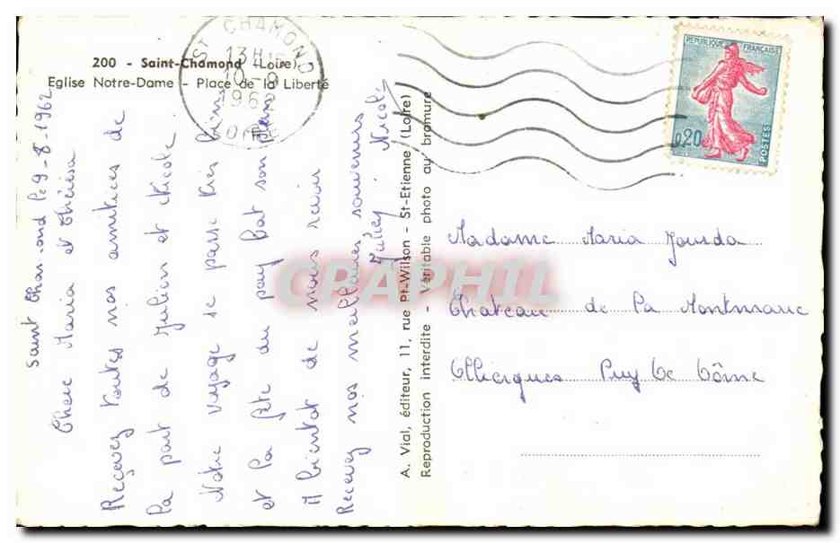 Saint Chamond - Eglise Notre Dame - Place de la Liberte - CPA  — Back