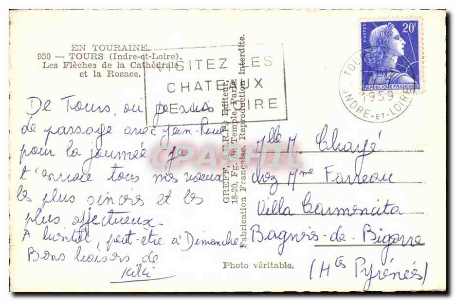 Tours - Les Fleches de la Cthedrale et a Rosace - CPA  — Rückseite