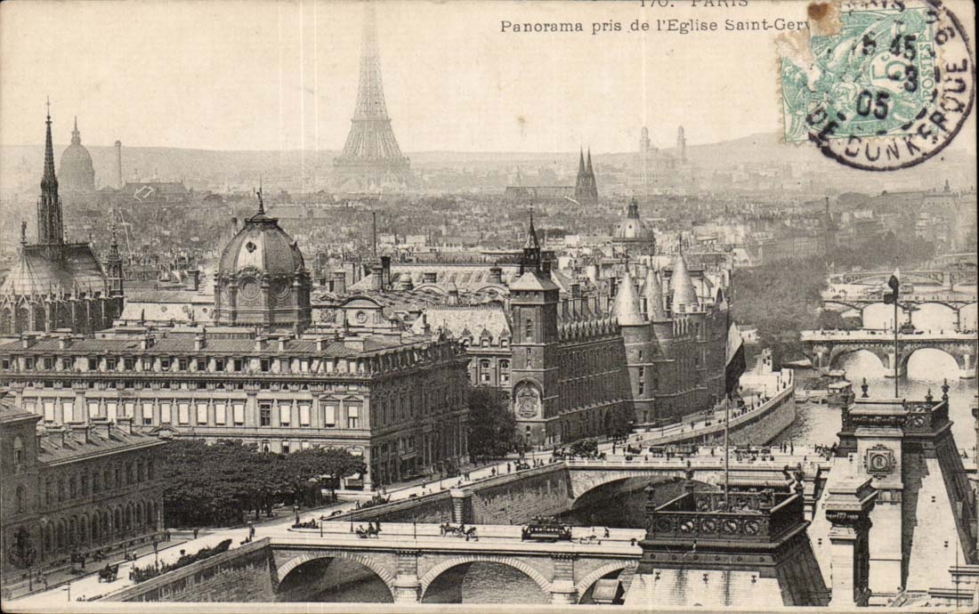 Paris CPA Panorama pris de l'eglise Saint Gervais