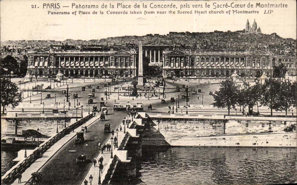 Paris CPA Panorama de la place de la Concorde pris vers le SAcre Coeur de Montmartre 