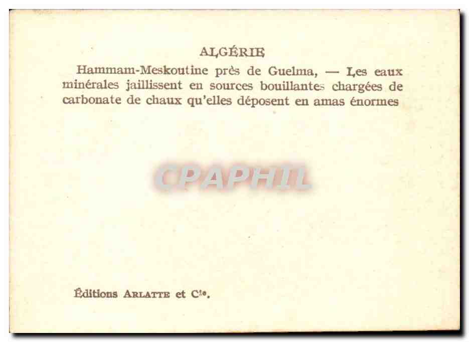 Algerie CPa Hammam Meskoutine pres de Guelma — Back