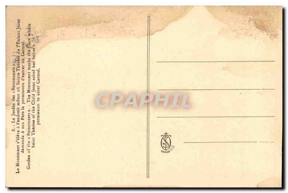 CPA Les Buissonnets Jardin — Verso