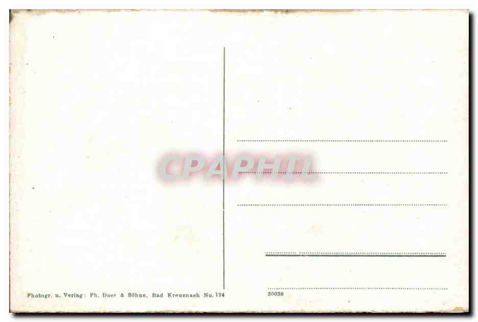 Radium-Solbad Kreuznach — Rosen-Anlagen u. Inselquelle — Photogr. u. Verlag Ph. Doer & Söhne, Bad Kreuznach No. 124 — Verso
