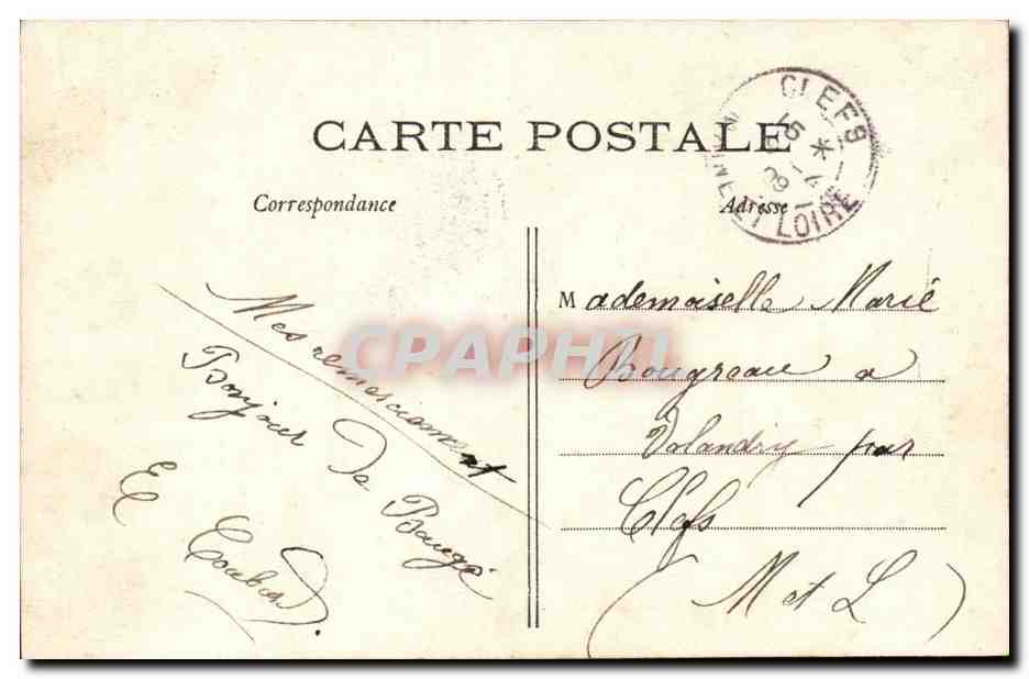 CPA Je pars vers Beauge et vous envoie mes amities (train) — Rückseite