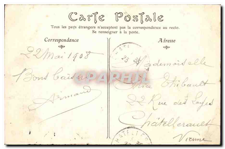 Angers CPA Place du ralliement le theatre et la rue Chaussee Saint Pierre — Rückseite