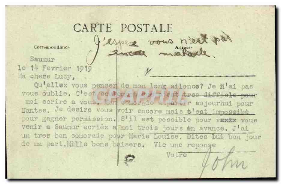 Saumur CPA Le quartier de Fenet et le chateau — Rückseite