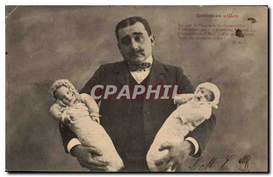 Fantaisie - bebe - Etrennes utiles - adorable twins - CPA 
