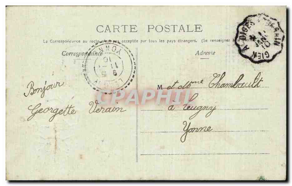 Fantaisie - Fleurs - Je Porte Bonheur - CPA  — Rückseite