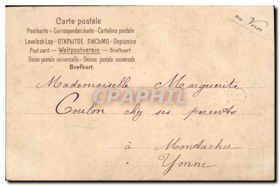Fantaisie - Femme - Fercois mes amities - Aluring Woman CPA  — Verso