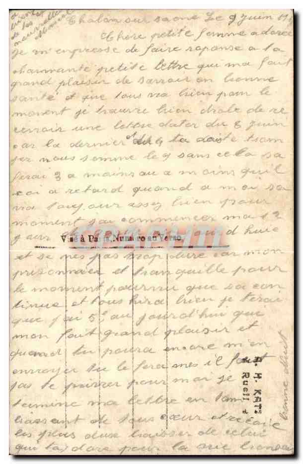 Couple militaire — étoile d'amour et chaumière — J.K. n° 9634 — Verso