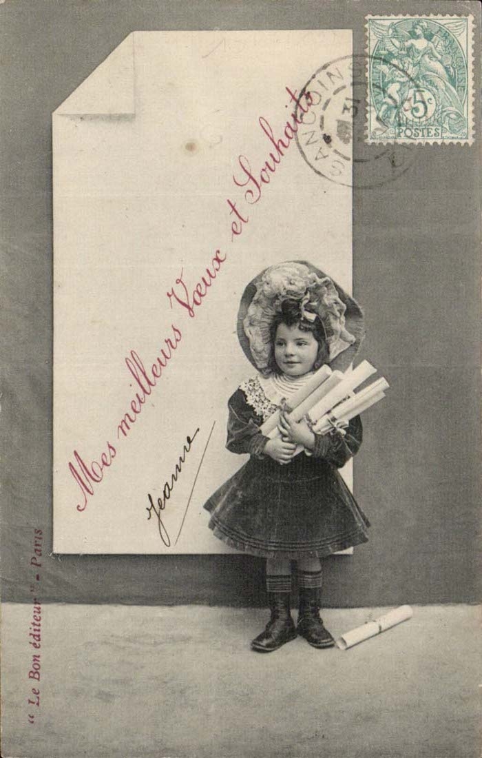 Fantaisie - Enfants - Mes Meilleurs Voeux et Souhaits - Child with hat - CPA 