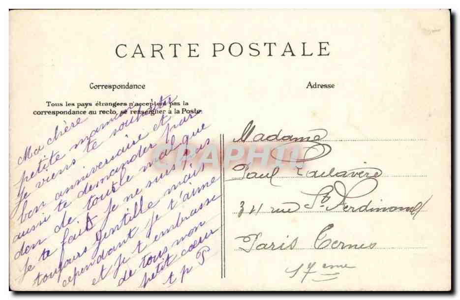 CPA FAntaisie Joyeux anniversaire Fleurs Femme Oiseau — Verso