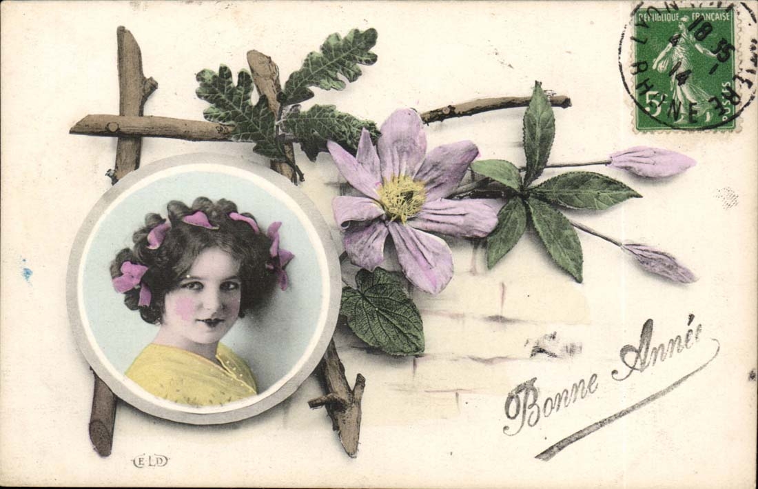 CPA FAntaisie Bonne annee Femme