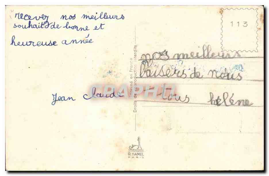 CPA FAntaisie Bonne annee Fleurs  — Verso