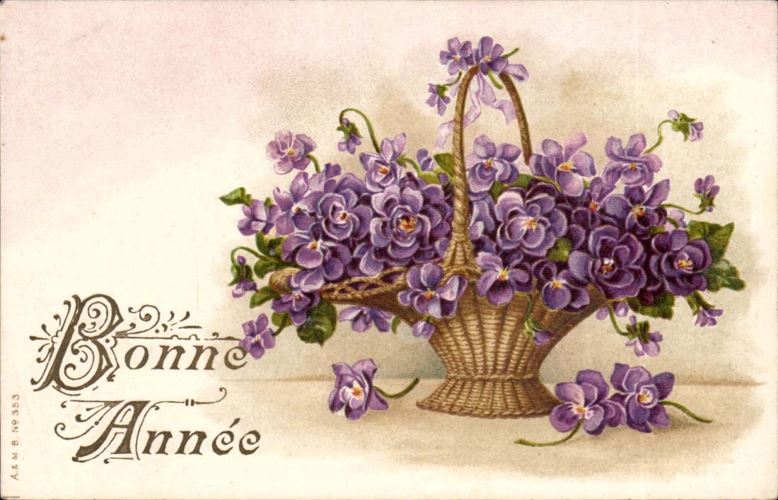 CPA FAntaisie Bonne annee Fleurs