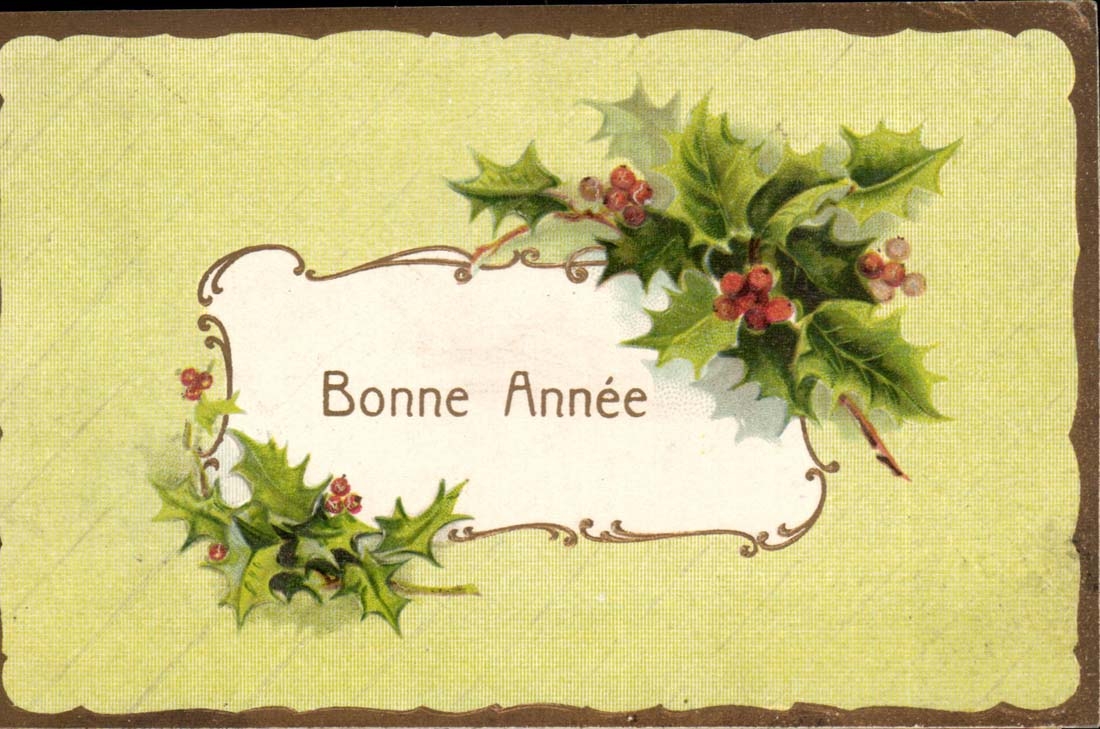 CPA FAntaisie Bonne annee Fleurs