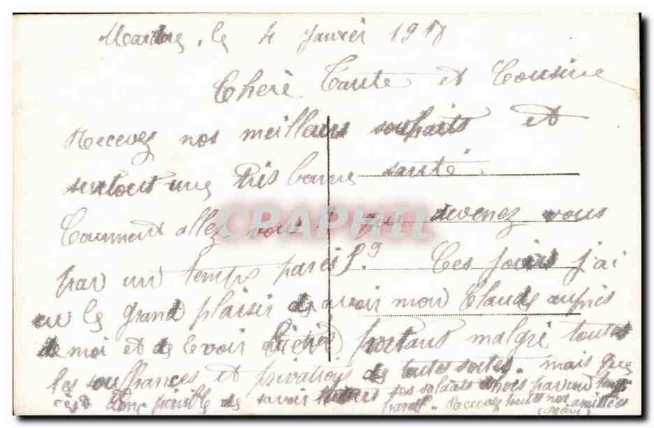 Zwei junge Frauen — Frohes Neues Jahr — Monsoto EMB n°303 — Rückseite