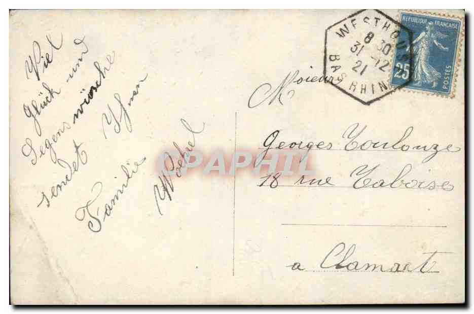 Femme en fourrure tenant un bouquet — Bonne Année — Furia 897 — Verso
