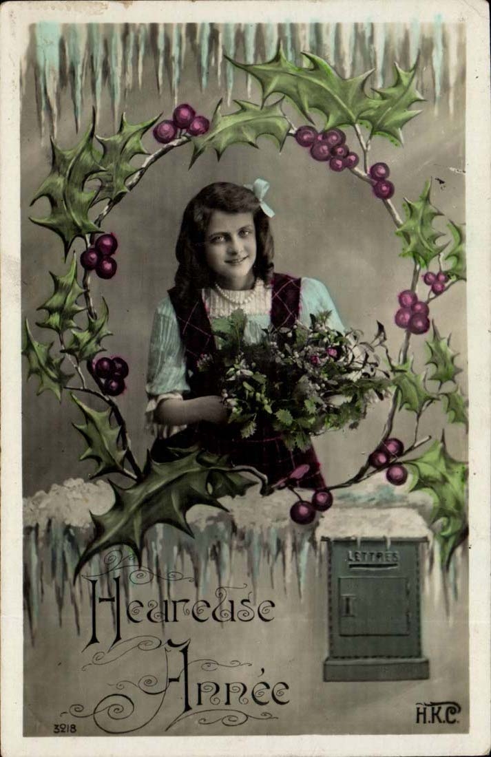 Fille avec couronne de houx — 'Heureuse Année' — H.K.C. n° 32/18