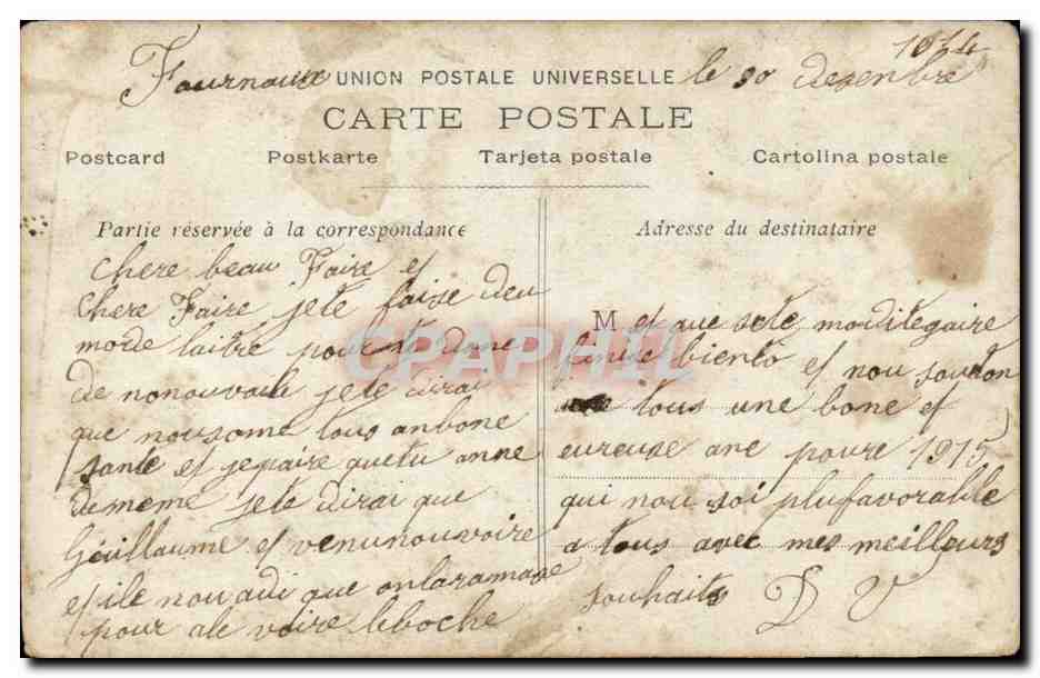 CPA fantaisie Femme Bonne et heureuse annee — Verso