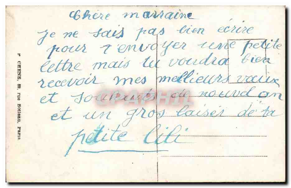 CPA fantaisie Souhaits affectueux enfant — Verso