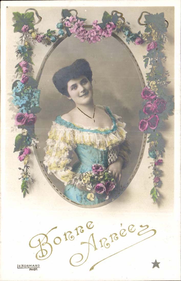 CPA fantaisie Bonne annee Femme