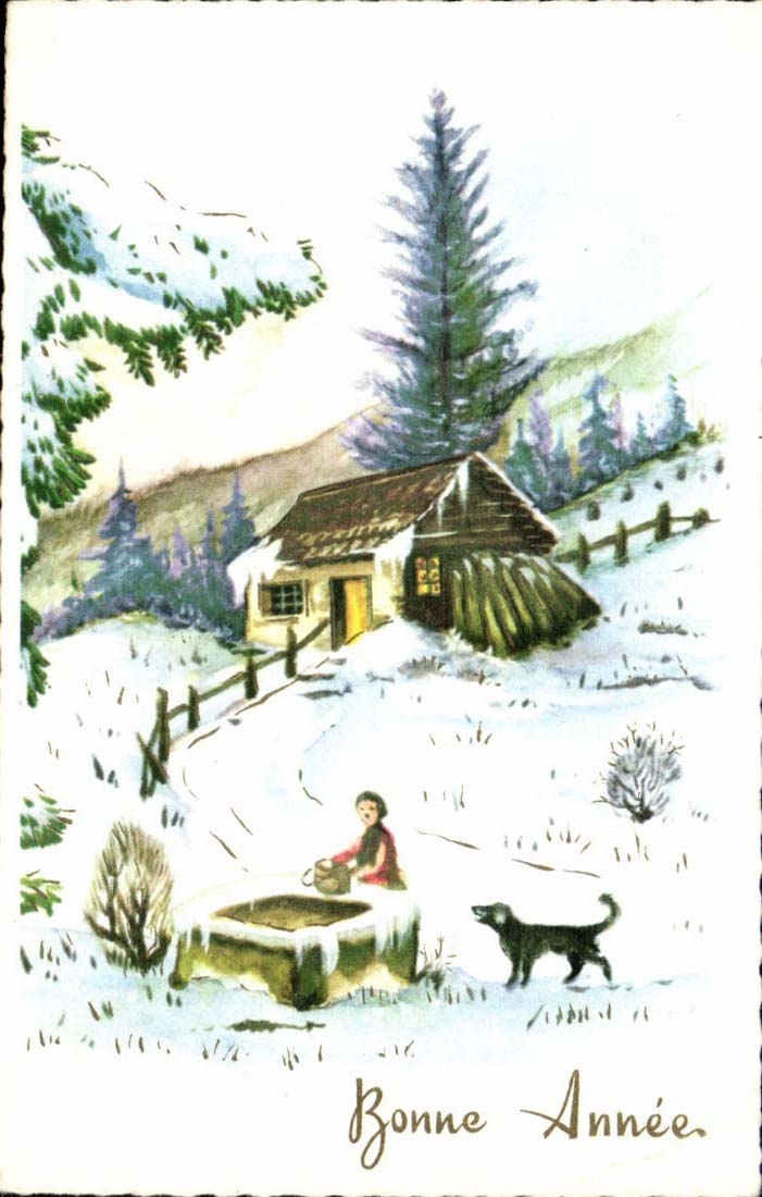 CPA FAntaisie Bonne annee chien dog