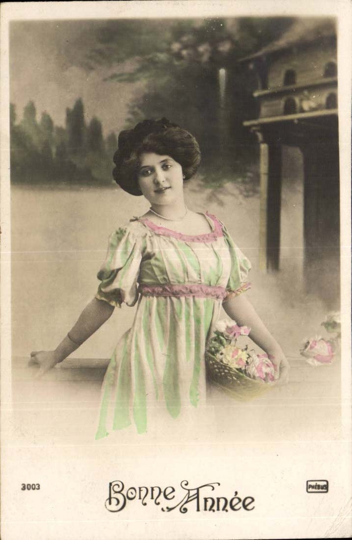CPA FAntaisie Bonne annee Femme