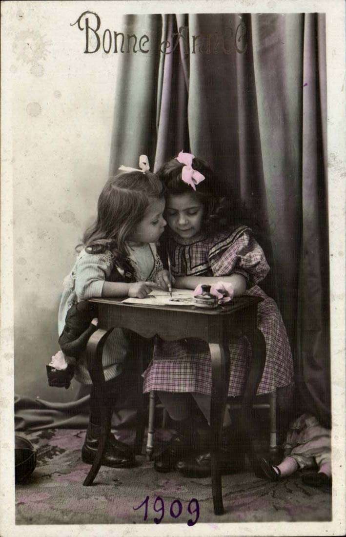 Deux jeunes filles — 1909 — Bonne Année