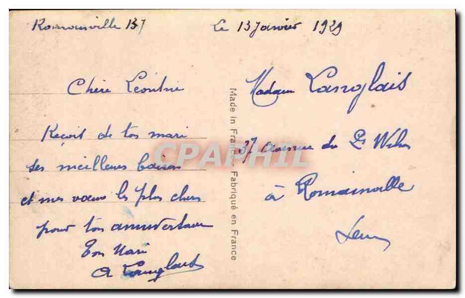 CPA FAntaisie Bonne annee Femme — Rückseite