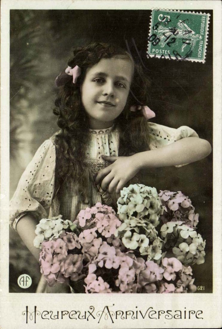 CPA FAntaisie Roses Heureux anniversaire Enfant