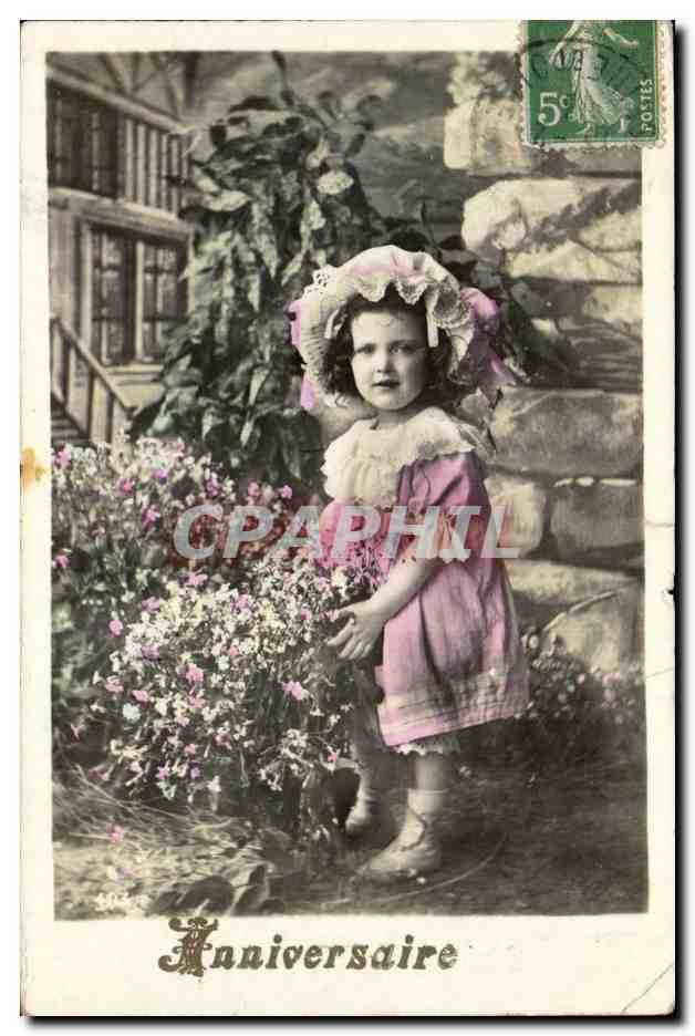 CPA FAntaisie Roses Heureux anniversaire Enfant