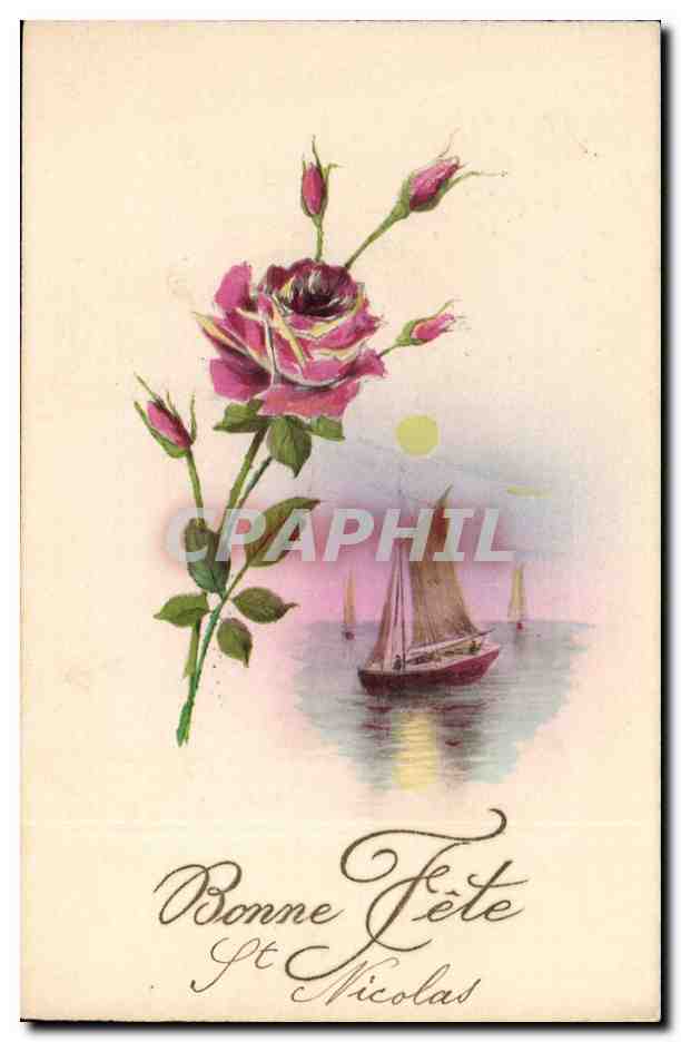 CPA Fantaisie Bonne fete Nicolas Bateau