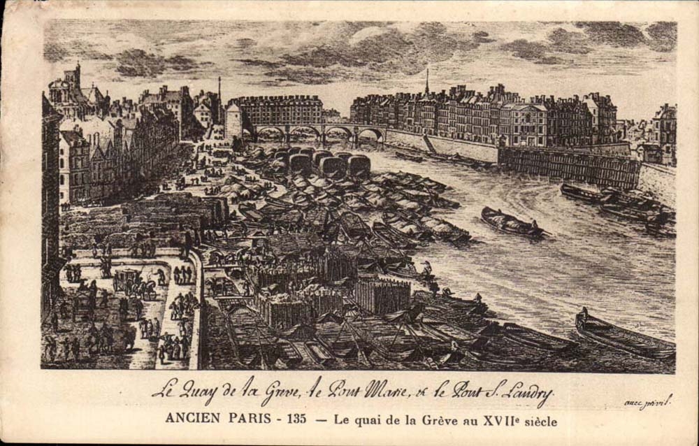 CPA Le quai de la greve le pont Marie et le pont de Landry Ancien Paris au 18eme