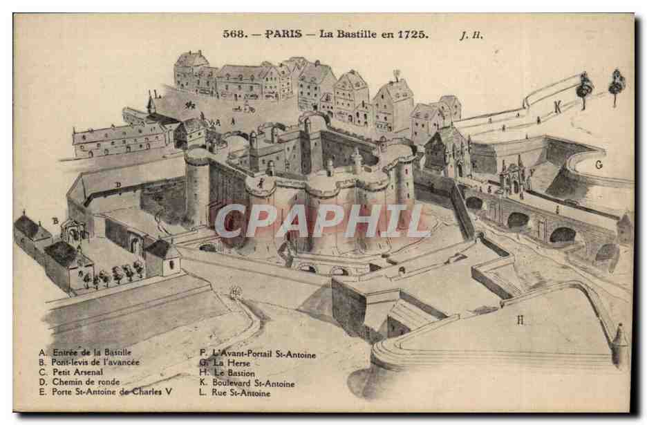 CPA Histoire La Revolution Paris La Bastille en 1725