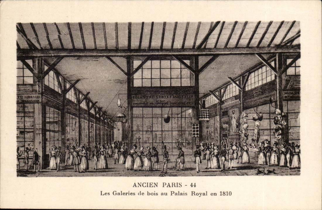 CPA Histoire Ancien Paris Les galeries de bois au Palais Royal en 1810