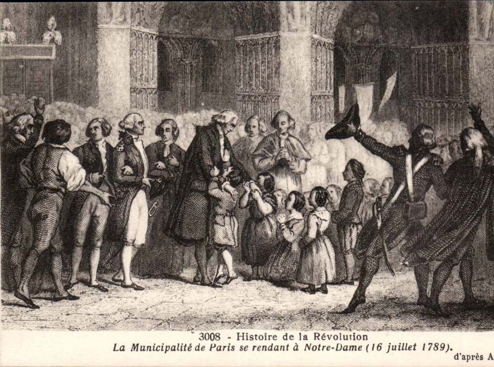 CPA Histoire de la Revolution La Municipalite de Paris se rendant a Notre DAme (16 juillet 1789)